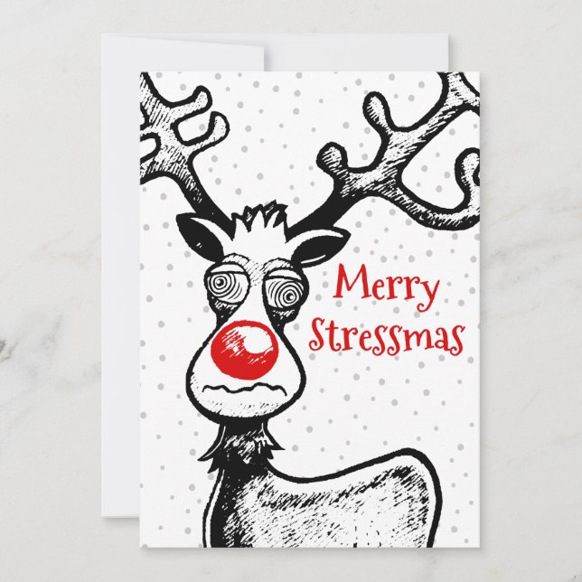 Festividades Feliz Stressmas com cartão de Natal do Rudolph (Frente)