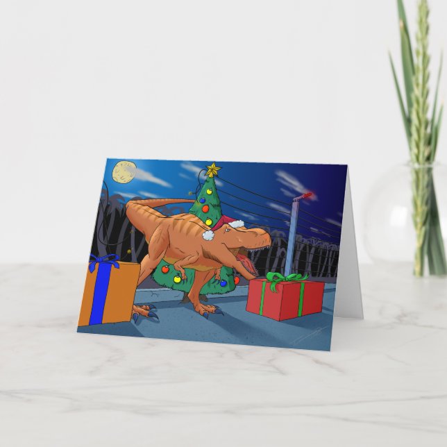 Festividades Feliz T-Rexmas - Cartão de Saudação (Frente)