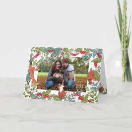 Festividades Feriado Cartão com fotos Fox Cuja Floresta de Nata