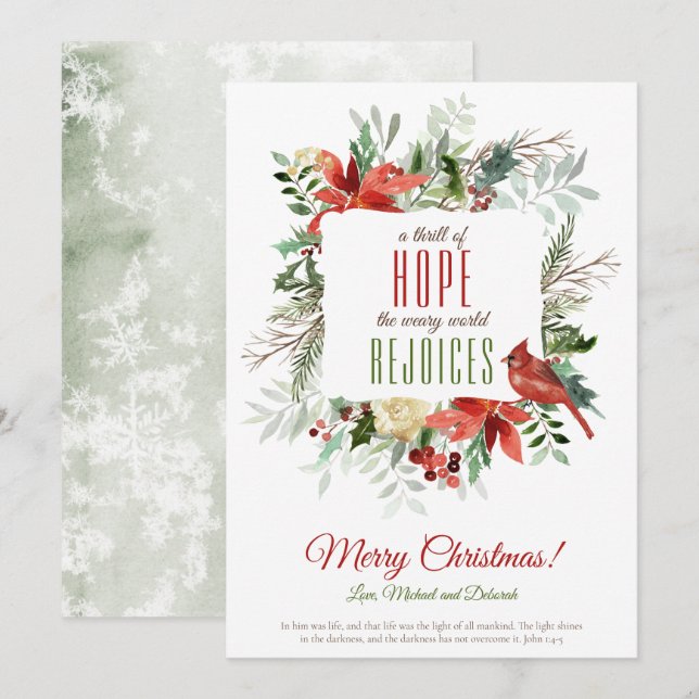Festividades Feriado de Natal Um Cartão de Férias Esperança (Frente/Verso)