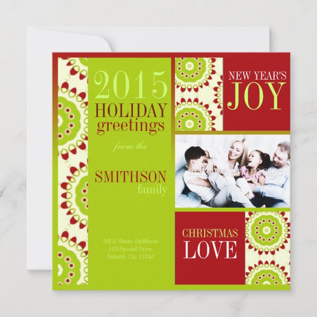 Festividades Feriados de Natal da Fruta Vermelha Verde 3 Cartão (Frente)