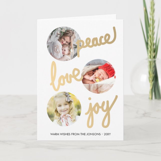 Festividades Feriados Manuscritos Dourados 3 Cartão de Colagem  (Frente)