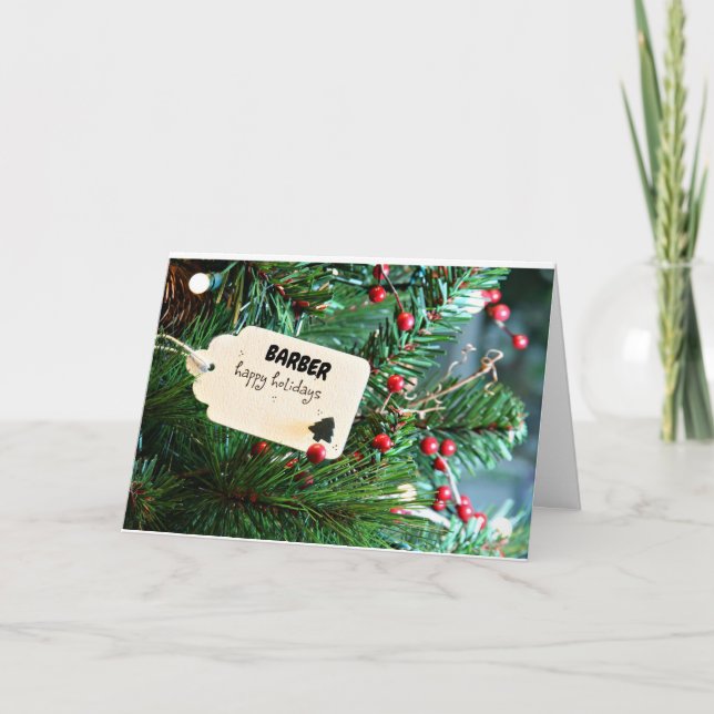 FESTIVIDADES FÉRIAS FELIZES **BARBER** CARTÃO DE NATAL (Frente)