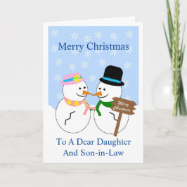 Festividades Filha E Filho De Neve No Cartão De Natal De Direit