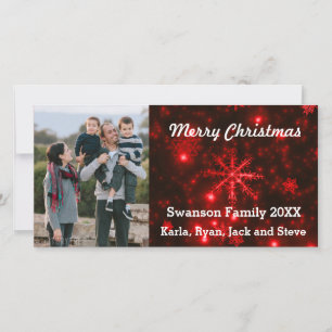 Festividades Flocos de neve com Cartão com fotos de fundo verm