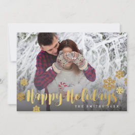 Festividades Flocos de Neve Dourados Felicidades cartão de foto