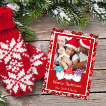 Flocos de neve vermelhos e brancos e Cartão com fo