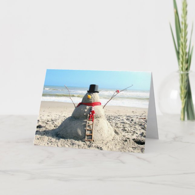 Festividades Florida Beach Snowman e Elf - Cartão de Saudação (Frente)
