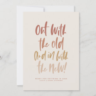Festividades Fora com o antigo cartão de feliz ano novo moderno
