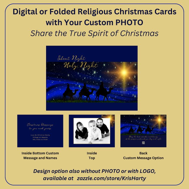 Festividades FOTO Cartão de Natal Religioso Bênção Elegante (Share the true Spirit of Christmas with loved ones and share your family photo in stunning style.)