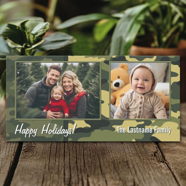 Festividades Foto com Cartão de Férias Militar com Impressão Ca (Custom Photo Card)