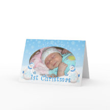 Foto do primeiro Natal do neto com cartão de neve