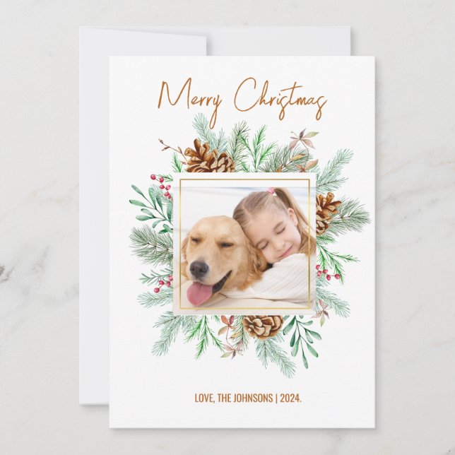 Festividades Foto Moderna do Cartão de Natal Elegante (Frente)