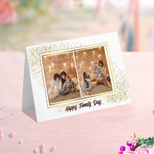Festividades Fotos da Família em Moldura Elegante em Cartão de 