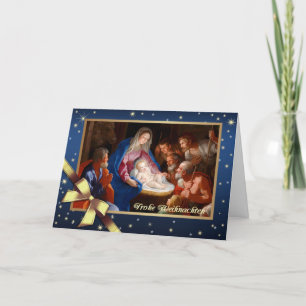 Festividades Frohe Weihnachten. Cartão de Cena de Natividade em