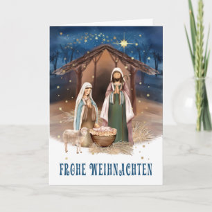 Festividades Frohe Weihnachten. Cartão de Cena de Natividade em
