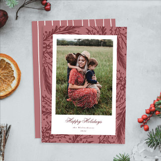 Festividades Fundo de Azevinho Desenhado à Mão Foto Cartão de F