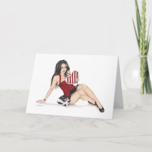 Festividades Garota com o Cartão de Saudação do Namorados Cardí