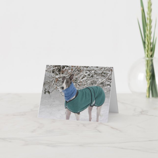 Festividades Garota Neve: Cartão de Natal Greyhound (Frente)