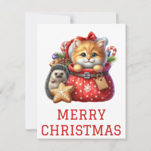 Festividades Gatinho e Cartão de Natal de Porte