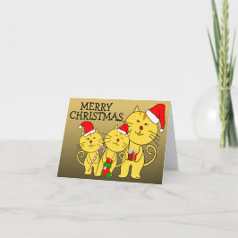 Festividades Gato da Família Feliz de Cartão de Natal