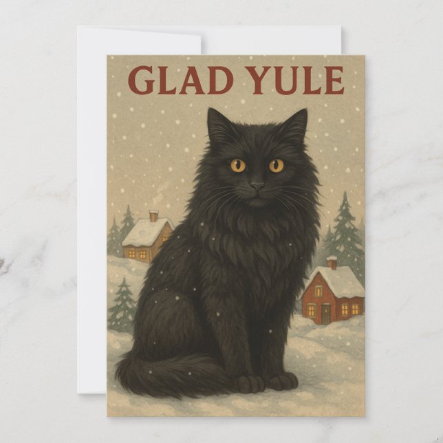 Festividades Gato de Yule cartão de Yule (Frente)