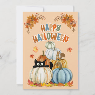 Festividades Gato e Cartão de Dia Feliz de Feliz Feliz Pumpkins