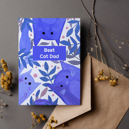 Festividades Gatos azuis e galhos Melhor pai de gato Cartão de 