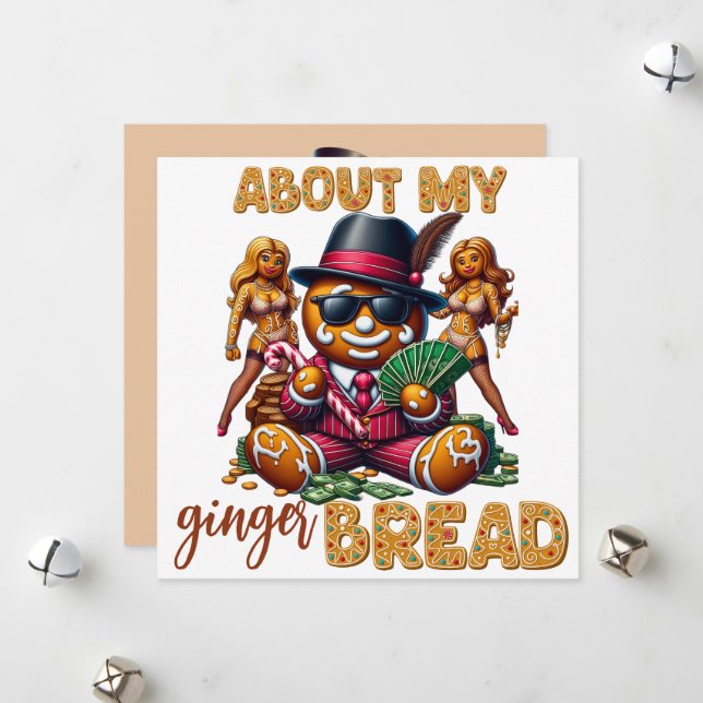 Festividades Gingerbird Pimp Engraçado Cartão de Natal Urbano (Frente/Verso In Situ)