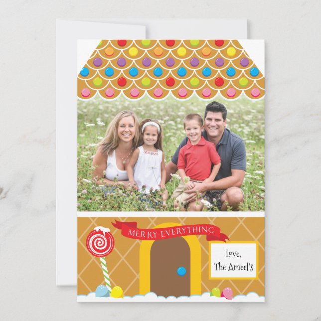 Festividades Gingercake House | 4 Etiqueta de Cartão de Natal F (Frente)