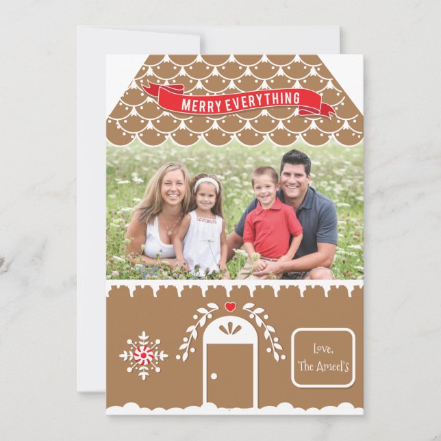 Festividades Gingercake House | 4 Etiqueta de Cartão de Natal F (Frente)