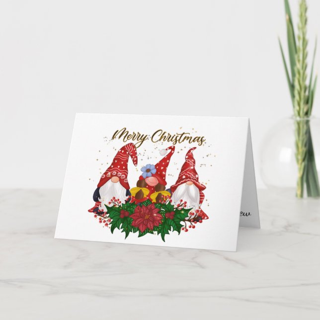 Festividades Gnomos de Natal Cartão de Natal (Frente)