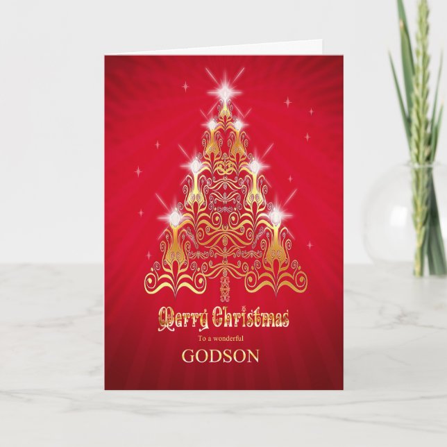 Festividades Godson, cartão de Natal estilizado da árvore de (Frente)