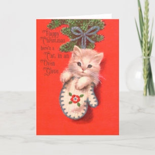 Festividades Gola de Cat Oven - Cartão de natal vintage engraça