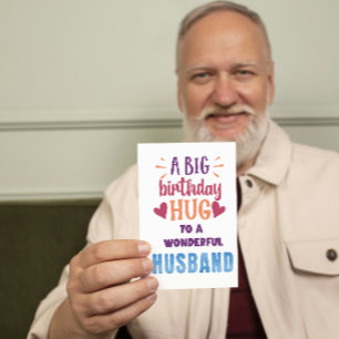 Festividades Grande Cartão de Aniversário de Hug para Marido