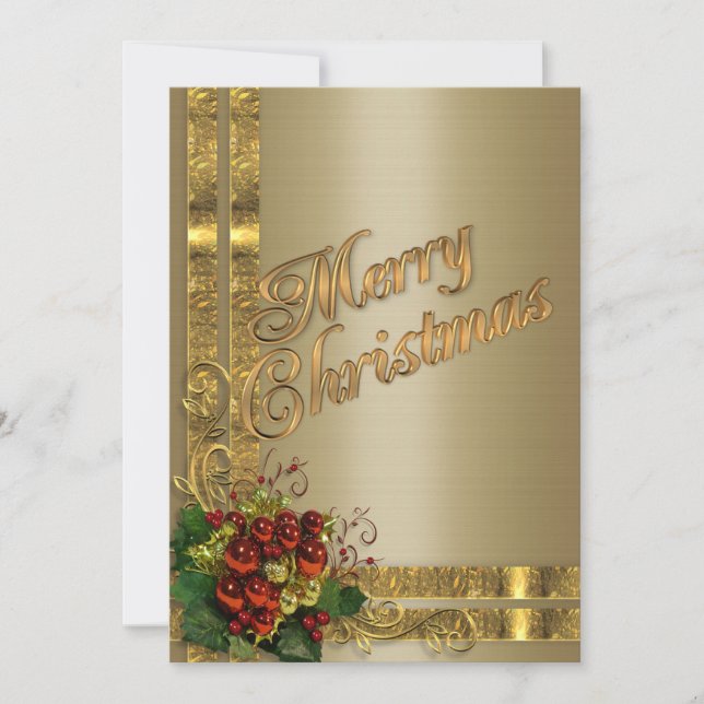 Festividades Gratuito de Natal, dourado com cartão plano vitori (Frente)