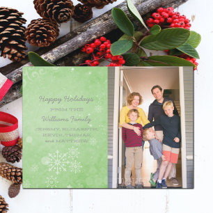 Festividades Green Snowflake irls Swirls - Cartão plano de Nata