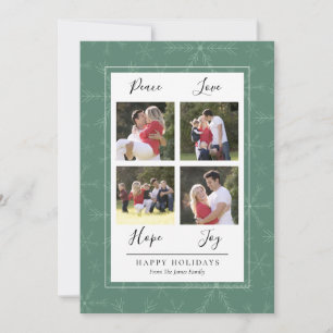 Festividades Green Snowflakes Quatro Cartão de Natal Fotográf