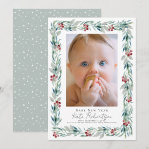 Festividades Greenerescer Wreath Baby New Year Cartão de Férias