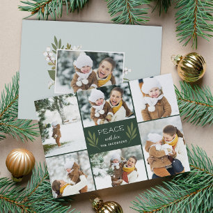 Festividades Greenery de inverno Cartão com fotos de férias