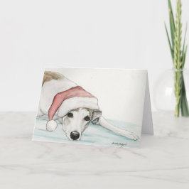 Festividades "Greyhound in Santa Hat" Cartão de Natal de Arte C