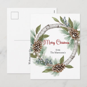 Festividades Guirlanda de Aspen com Pinhas cartão postal de Nat