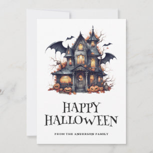 Festividades Halloween Spooky Bat Hunted House Cartão de Bombei