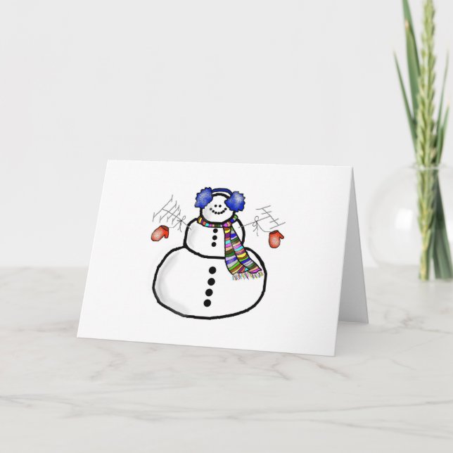 Festividades Ham Radio Snowman Cartão de Natal (Frente)