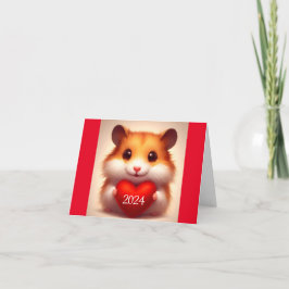 Festividades Hamster Com Cartão De Férias Heart 2024