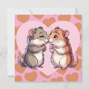 Festividades Hamsters Beijando Cartão de Dia dos Namorados Cora