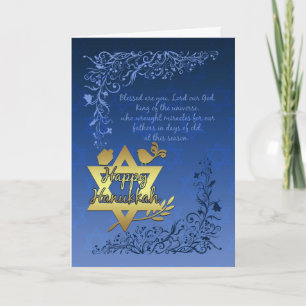 Festividades Hanukkah abençoa o cartão de saudação - Feliz 