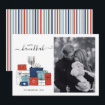 Festividades Hanukkah dá presentes e Cartão com fotos de Natal<br><div class="desc">Personalize o texto personalizado acima. Você pode encontrar itens de coordenação adicionais em nossa coleção "Presentes de Chanucá e Menorah".</div>