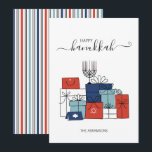 Festividades Hanukkah dá presentes e cartão de feriado menorah<br><div class="desc">Personalize o texto personalizado acima. Você pode encontrar itens de coordenação adicionais em nossa coleção "Presentes de Chanucá e Menorah".</div>