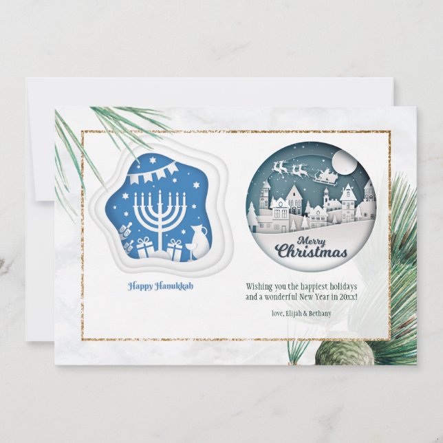 Festividades Hanukkah e Cartão de Saudação de Natal (Frente)